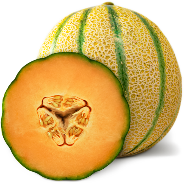Golden Kiss melon on white background